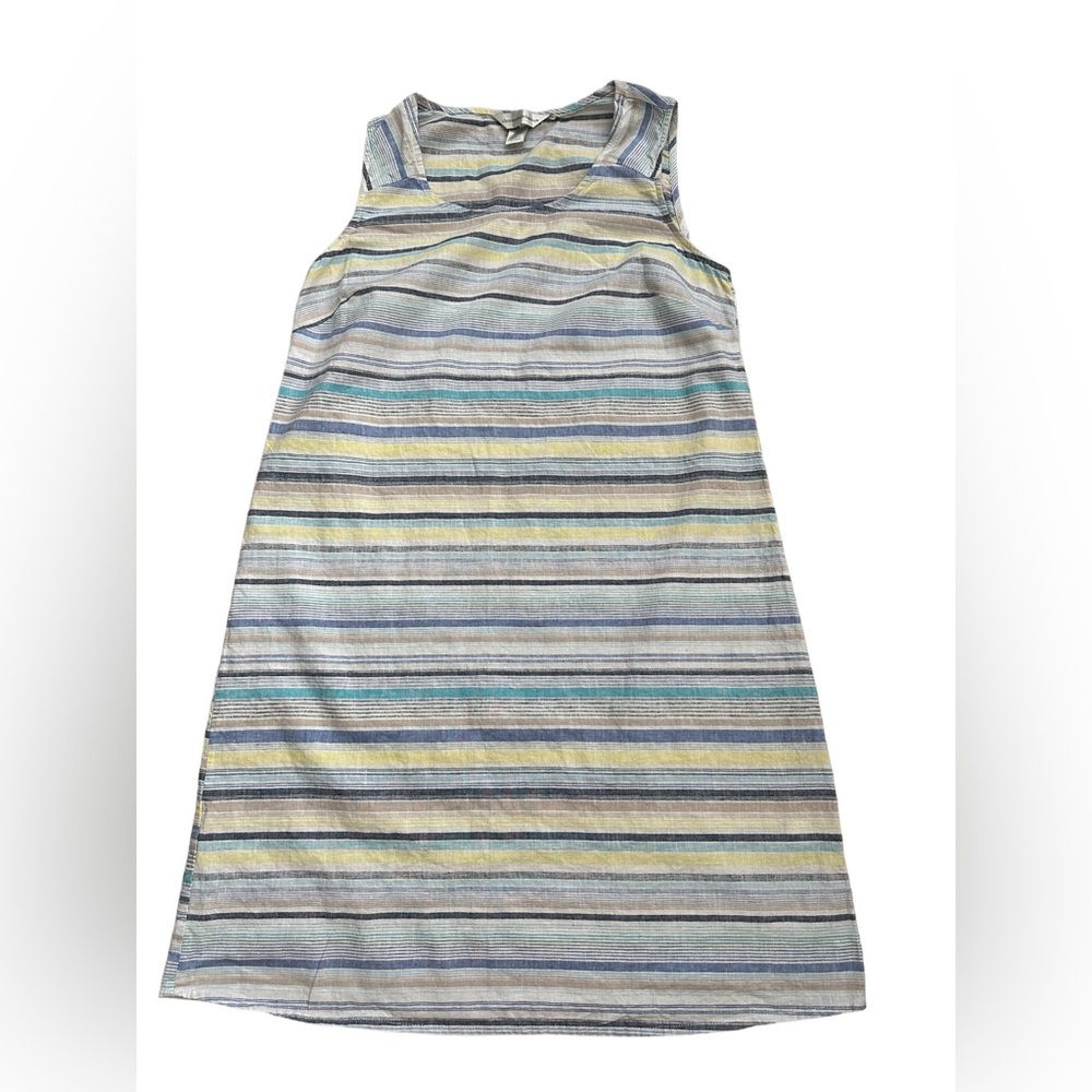 ♥️ Christopher & Banks dress size linen blend women dress. Striped